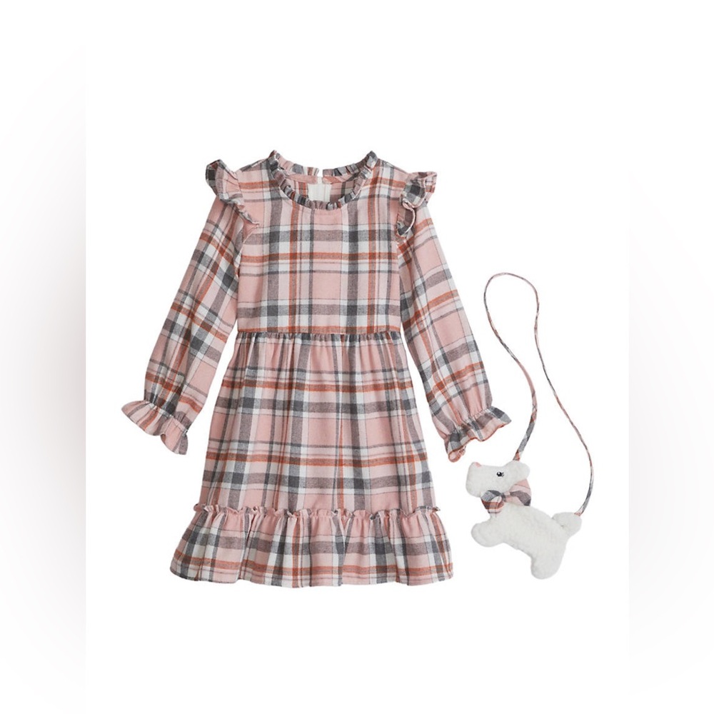 Rare Editions Plaid Dress with Purse